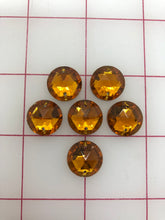Rhinestones - 15mm Czech Topaz Round Sew-On 6-Pack
